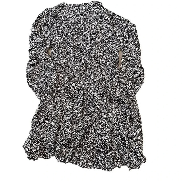 Anthropologie Maeve Women’s Blouson Mini Dress Size Small Black White Geometric - Picture 2 of 8